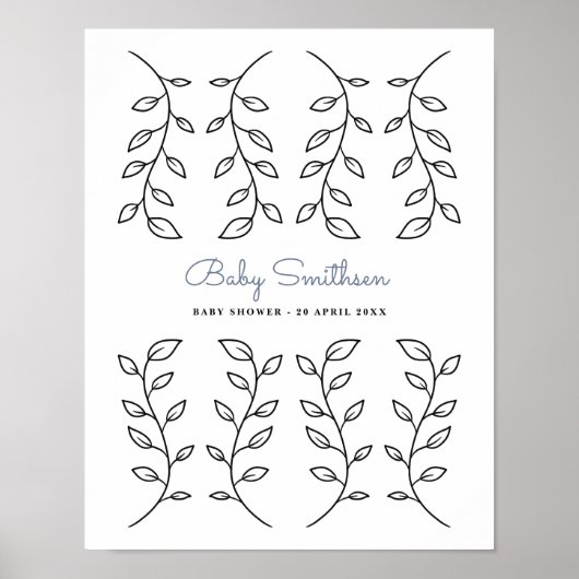 Baby shower Alternatief Gastenboek Floral Poster (Voorkant)
