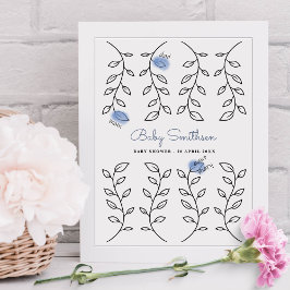 Baby shower Alternatief Gastenboek Floral Poster