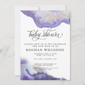 Baby Shower Amethist Waterverf Geode Kaart (Voorkant)