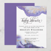 Baby Shower Amethist Waterverf Geode Kaart (Voorkant / Achterkant)