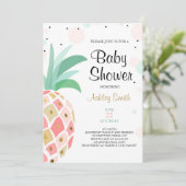 Baby shower anananas uitnodiging Tropisch bridal (Staand voorkant)
