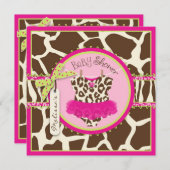 Baby shower Animal Print Tutu Safari Kaart (Voorkant / Achterkant)