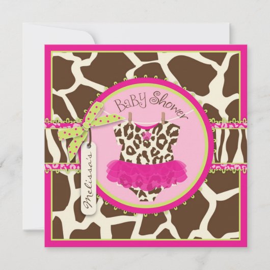 Baby shower Animal Print Tutu Safari Kaart (Voorkant)
