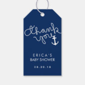 Baby shower Anker & Rope Navy Blue Dank u Cadeaulabel (Voorkant)