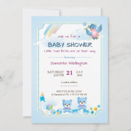 baby shower announcement for TWIN BOYs Kaart