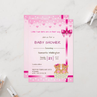baby shower announcement for TWIN Girls Kaart