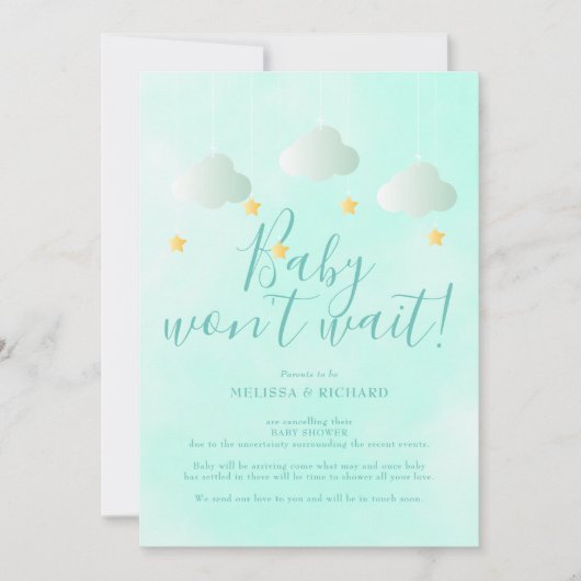 Baby shower Annuleringsdouche per Mail Neutral Kaart (Voorkant)