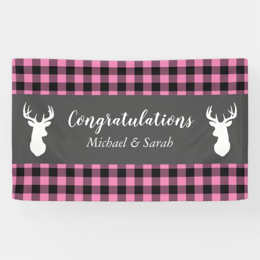 Baby shower Antlers Girl Pink Spandoek (Horizontaal)