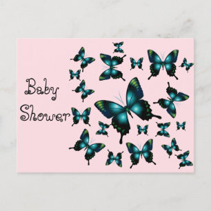 Baby shower Aqua Butterflies Uitnodiging Briefkaart