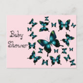 Baby shower Aqua Butterflies Uitnodiging Briefkaart (Voorkant)