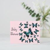 Baby shower Aqua Butterflies Uitnodiging Briefkaart (Staand voorkant)