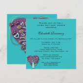  Baby shower, Aqua Love Hearts Tree Kaart (Voorkant / Achterkant)