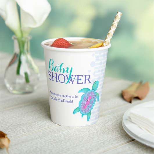 baby shower aqua zee papieren bekers (Insitu)