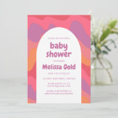 BABY SHOWER Arch Groovy Roze Paarse Strepen CUSTOM Kaart (Staand voorkant)