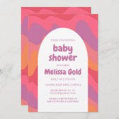 BABY SHOWER Arch Groovy Roze Paarse Strepen CUSTOM Kaart (Voorkant / Achterkant)