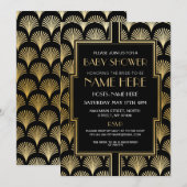 Baby shower Art Deco 1920 Black & Gold Gatsby Kaart (Voorkant / Achterkant)