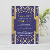 baby shower Art Deco 1920 - Gold Party Invite Kaart (Staand voorkant)