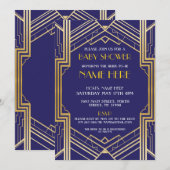 baby shower Art Deco 1920 - Gold Party Invite Kaart (Voorkant / Achterkant)
