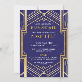 baby shower Art Deco 1920 - Gold Party Invite Kaart
