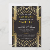 baby shower Art Deco 1920s Gold Gatsby Invite Kaart (Voorkant)