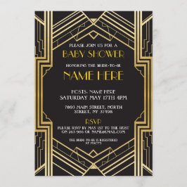 baby shower Art Deco 1920s Gold Gatsby Invite Kaart