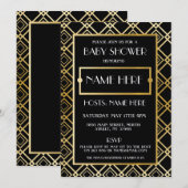 Baby shower Art Deco 1920's Gold Mom Party Uitnodi Kaart (Voorkant / Achterkant)