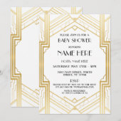 Baby shower Art Deco 1920's Gold Party Uitnodigen  Kaart (Voorkant / Achterkant)