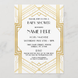 Baby shower Art Deco 1920's Gold Party Uitnodigen  Kaart
