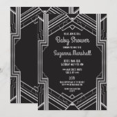 Baby shower Art Deco 1920s Silver Gatsby Twenties Kaart (Voorkant / Achterkant)