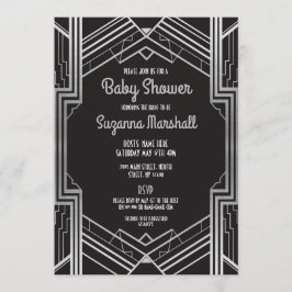 Baby shower Art Deco 1920s Silver Gatsby Twenties Kaart