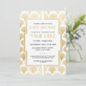 baby shower Art Deco 1920s White & Gold Gatsby Kaart (Staand voorkant)