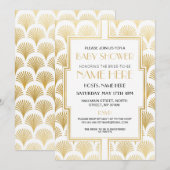 baby shower Art Deco 1920s White & Gold Gatsby Kaart (Voorkant / Achterkant)