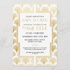 baby shower Art Deco 1920s White & Gold Gatsby Kaart