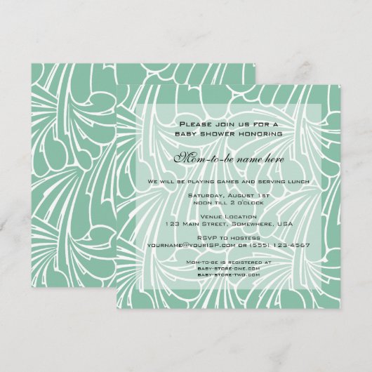  Baby shower, Art Nouveau Floral Pattern Kaart (Voorkant / Achterkant)