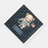Baby shower astronaut Teddy Napkins gepersonalisee Servet (Hoek)