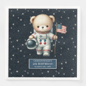 Baby shower astronaut Teddy Napkins gepersonalisee Servet (Voorkant)