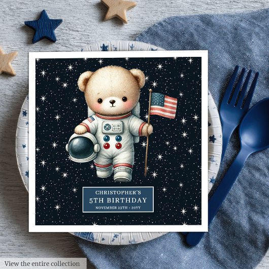 Baby shower astronaut Teddy Napkins gepersonalisee Servet
