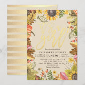 Baby shower Autumn Maple Leaves Pumpkin Sunflower Kaart (Voorkant / Achterkant)