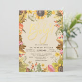 Baby shower Autumn Maple Leaves Pumpkin Sunflower Kaart (Staand voorkant)