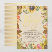 Baby shower Autumn Maple Leaves Pumpkin Sunflower Kaart (Voorkant / Achterkant)