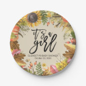 Baby shower Autumn Maple Leaves Pumpkins Sunflower Papieren Bordje (Voorkant)