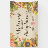 Baby shower Autumn Maple Leaves Pumpkins Sunflower Spandoek (Verticaal)