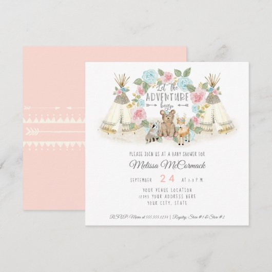 Baby shower avontuur Begin met Beer van toppen Kaart (Voorkant / Achterkant)