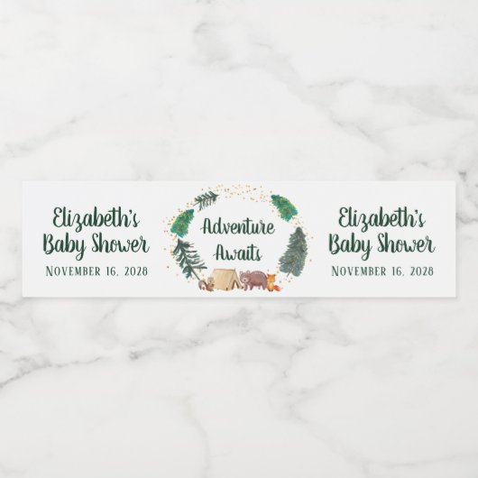 Baby shower Awaits Woodland Animals Waterfles Etiket (Enkel label)