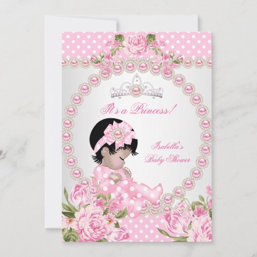  Baby shower Aziatisch meisje Roze Pearl Roos 2D Kaart (Voorkant)