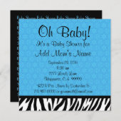 Baby shower B601 Blue Zebra and Stars Boy Kaart (Voorkant / Achterkant)