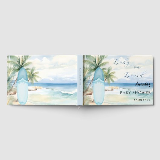 Baby shower baby aan boord van de surfplank gastenboek (Volledig)