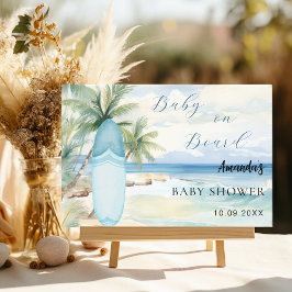 Baby shower baby aan boord van de surfplank gastenboek