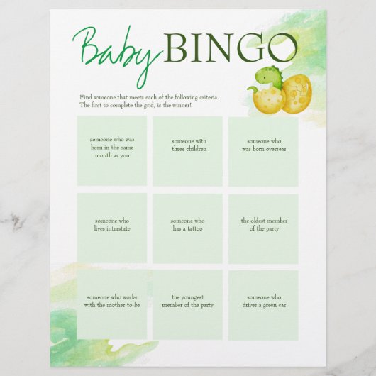 Baby shower baby bingo gepersonaliseerde sjabloon briefhoofd (Voorkant)