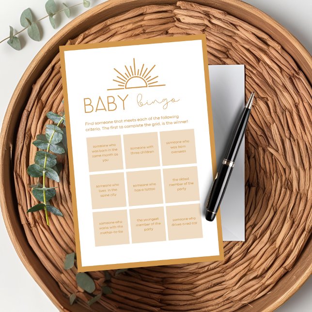 Baby shower Baby Bingo Spel Sunshine Boho (Creator heeft geüpload)